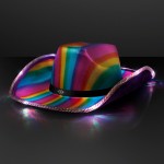 Customized Light Up Cowboy Shiny Rainbow Hat w/ Black Band - Domestic Print