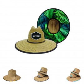 Branded Custom Straw Lifeguard Hat With Woven Label