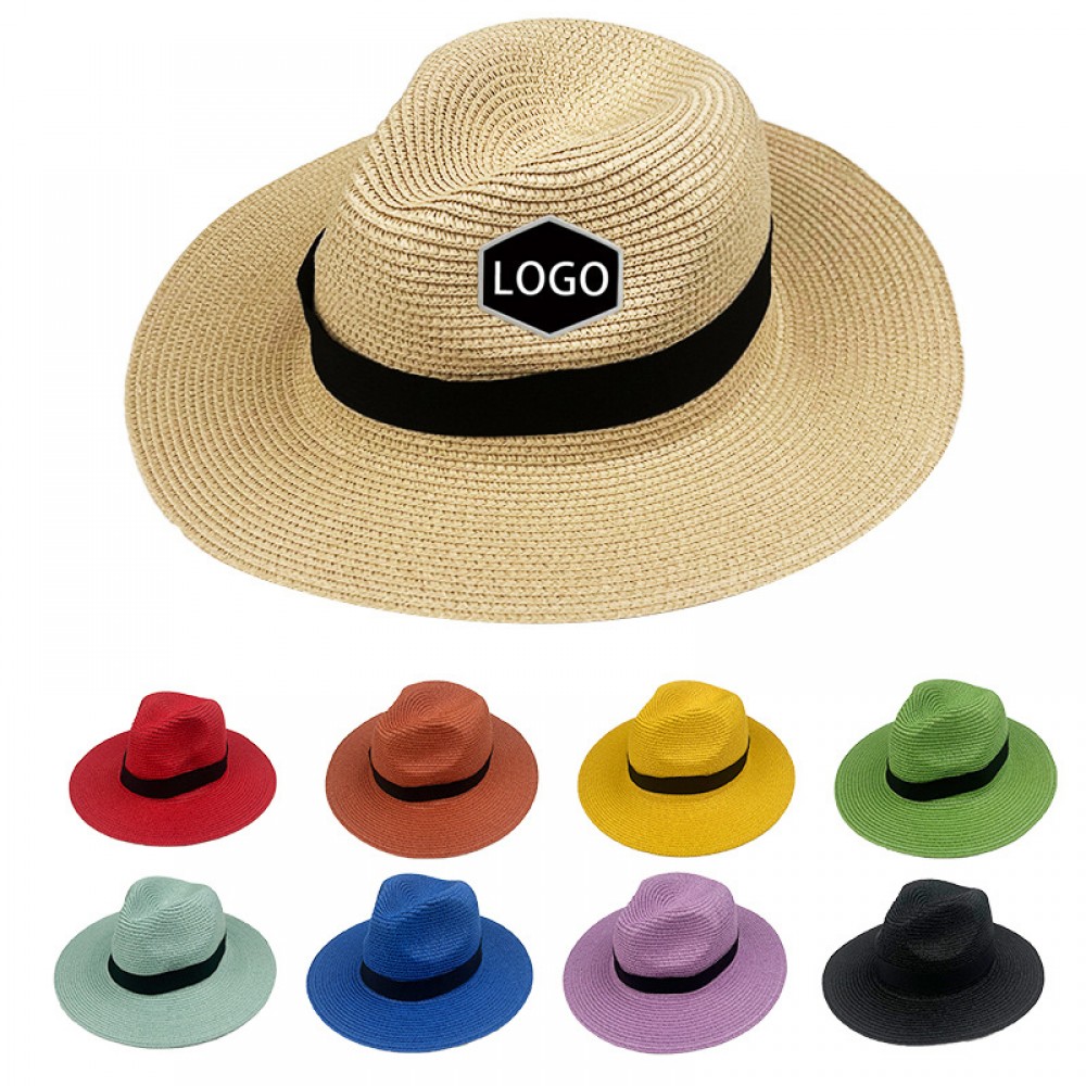 Customized Folding Roll up Hat Wide Brim Straw Hat Lafite Panama Hat with Large Brim