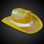 Branded Yellow Iridescent Light Up Cowboy Hat(White Imprinted Band)