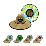Branded Straw Hat With Custom Patch And Full Color Underbrim Imprint