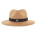 Branded Straw Fedora Hat