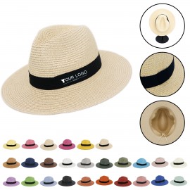 Logo Printed Unisex Straw Panama Hat