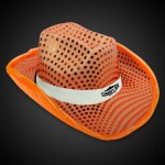 Custom LED Orange Sequin Cowboy Hat(white imprinted band)