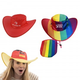 Custom Full Color Foldable Cowboy Hat With Pouch  Custom Full Color Foldable Cowboy Hat With Pouch