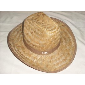 Logo Printed Men's Straw Cowboy Outback Hat