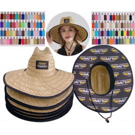 Promotional Straw Hat w/Full Color Patch & Underneath - MOQ 50
