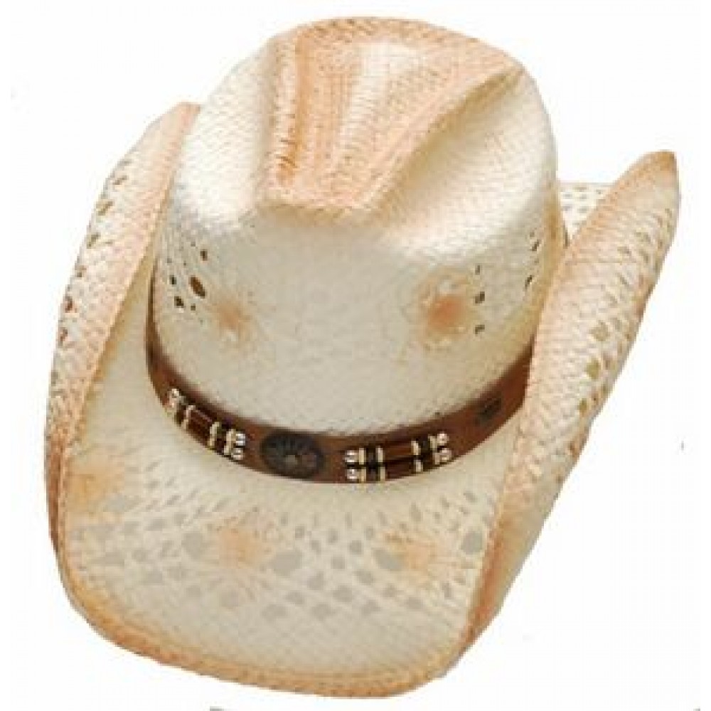 Branded Ladies Peach Western Straw Hat Branded Ladies Peach Western Straw Hat