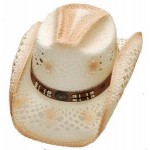 Branded Ladies Peach Western Straw Hat