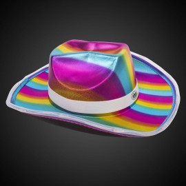 Promotional Rainbow Light Up Cowboy Hat With White Band