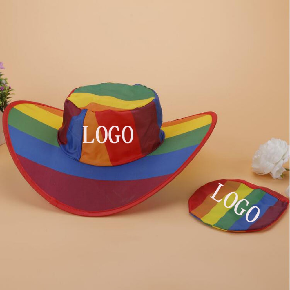 Custom Nylon Folding Rainbow Cowboy Hat