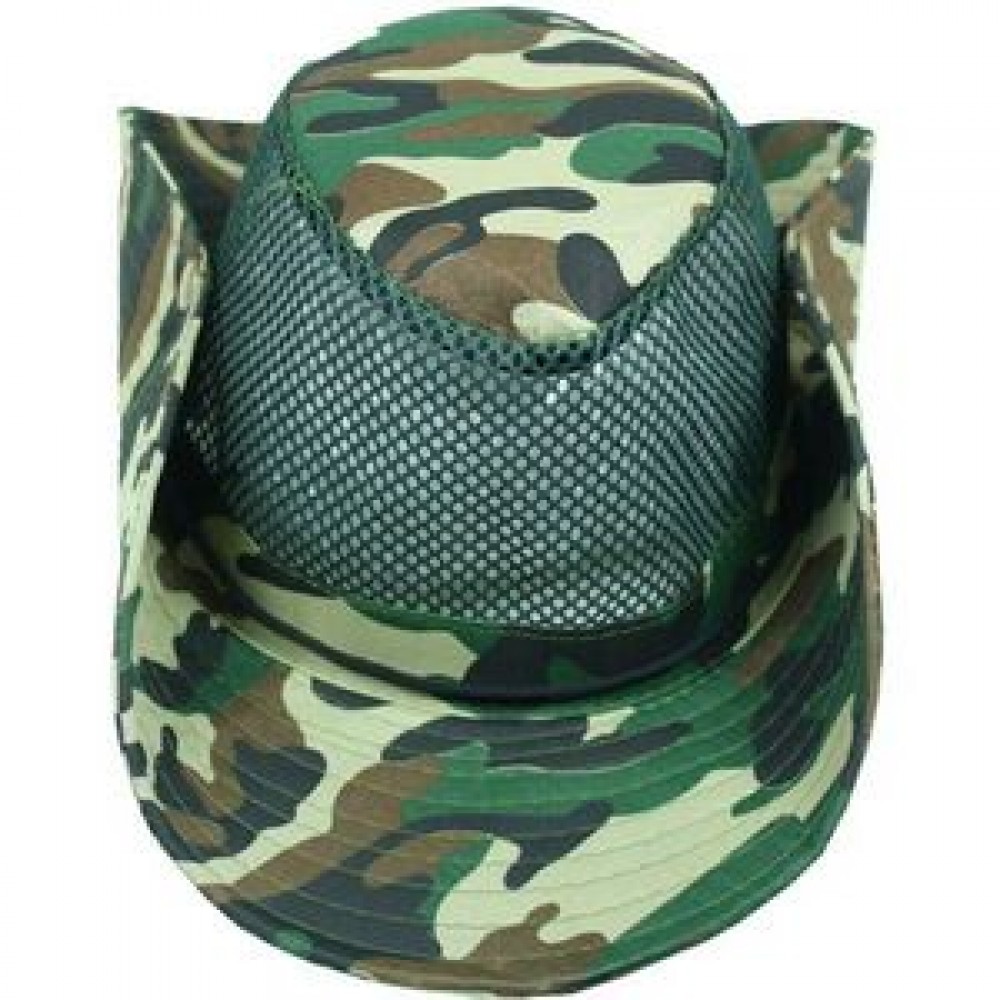 Camouflage Mesh Cowboy Hat Custom Imprinted Camouflage Mesh Cowboy Hat Custom Imprinted