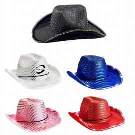 Logo Printed Cowboy Sequin Led Hat