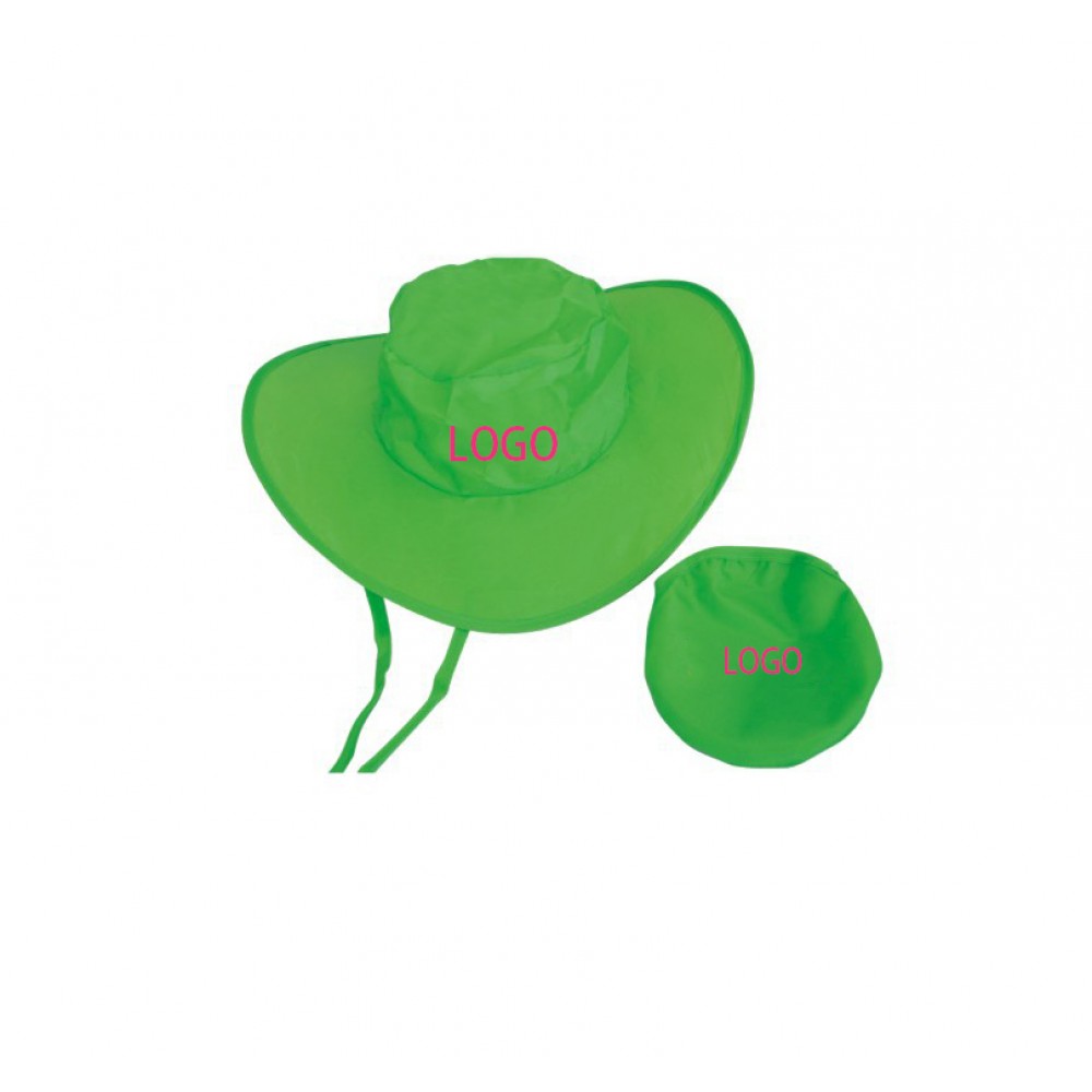 Customized 190T advertising polyester summer foldable cowboy hat with print logo