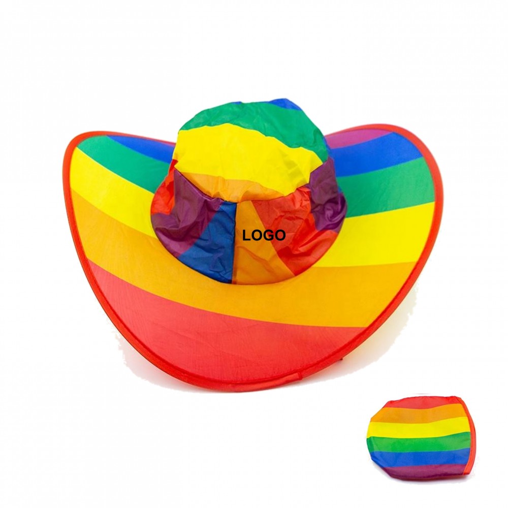 Promotional Rainbow Foldable Cowboy Hat (direct import)