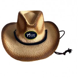 Branded Straw Cowboy Hat With Custom Patch