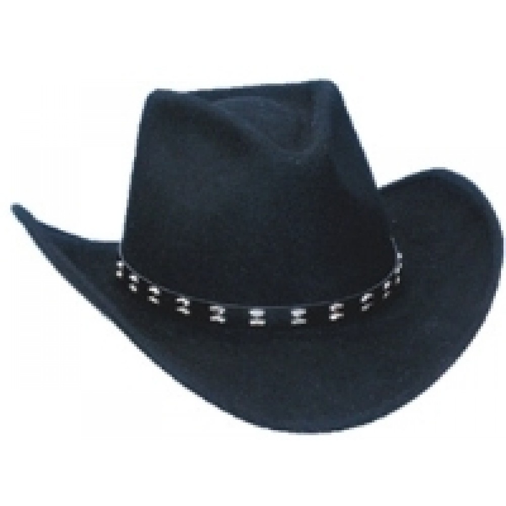Custom Imprinted Wool Felt Crushable Western Hat w/Double Stud Band Custom Imprinted Wool Felt Crushable Western Hat w/Double Stud Band