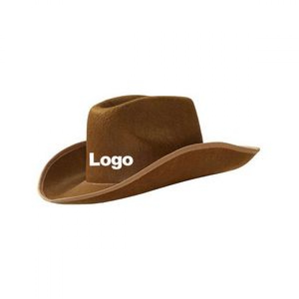 Personalized Classic Brown Felt Western Cowboy Hat Adult Size