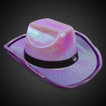Promotional Purple Iridescent Light Up Cowboy Hat(Black Imprinted Band)