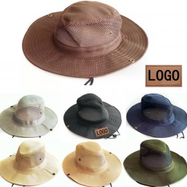 Customized Wide Brim Mesh Sun Bucket Hat  Customized Wide Brim Mesh Sun Bucket Hat