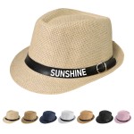 Logo Printed Straw Fedora Hat
