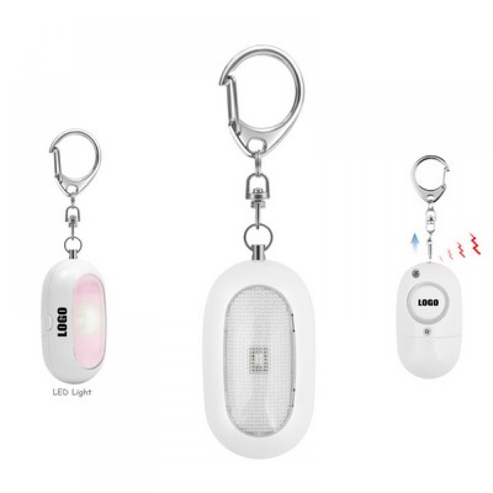 Logo Printed Oval Shaped Safety Alarm w/Flashlight