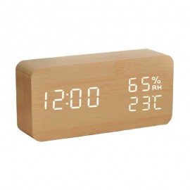 Digital LED Wooden Alarm Clock Logo Printed  Digital LED Wooden Alarm Clock Logo Printed