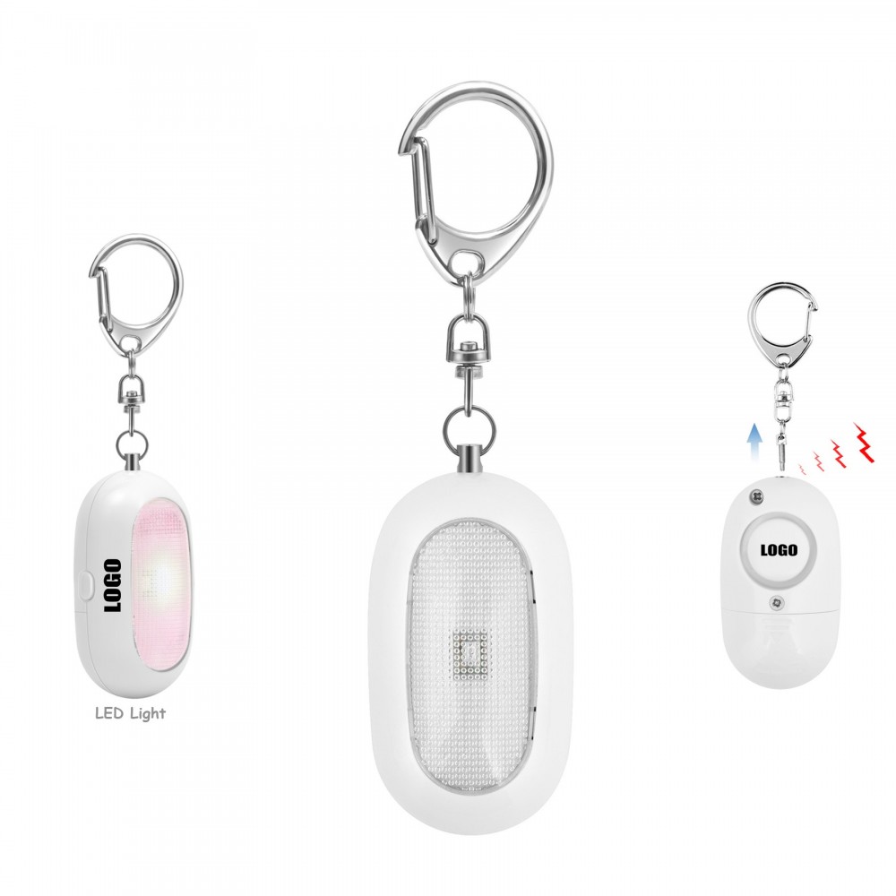 Logo Printed Oval Shaped Safety Alarm With Flashlight 120DB Panic Sound