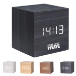 Wooden Digital Alarm Clocks Logo Printed