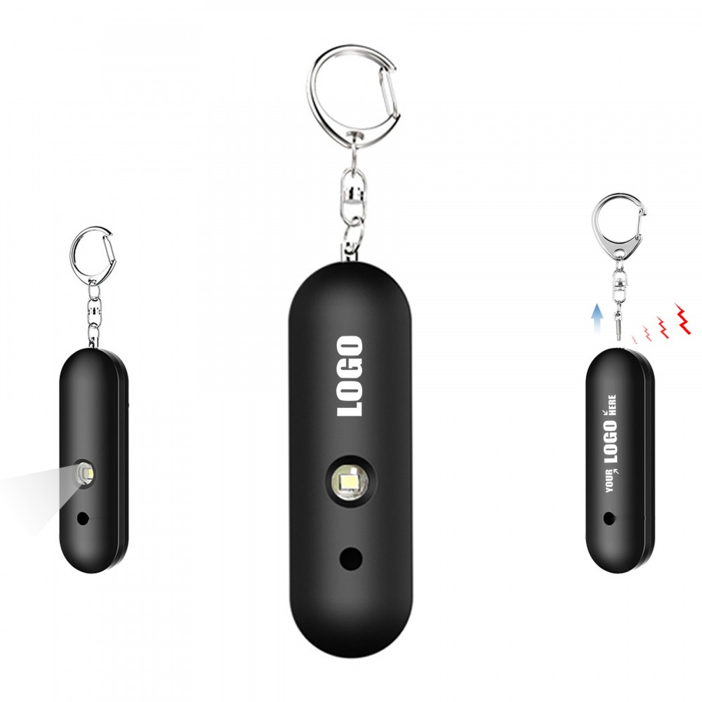 Round Bar Shaped Alarm Keychain With Flashlight Custom Imprinted