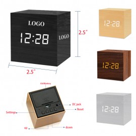 Branded Voice-activated wooden alarm clock