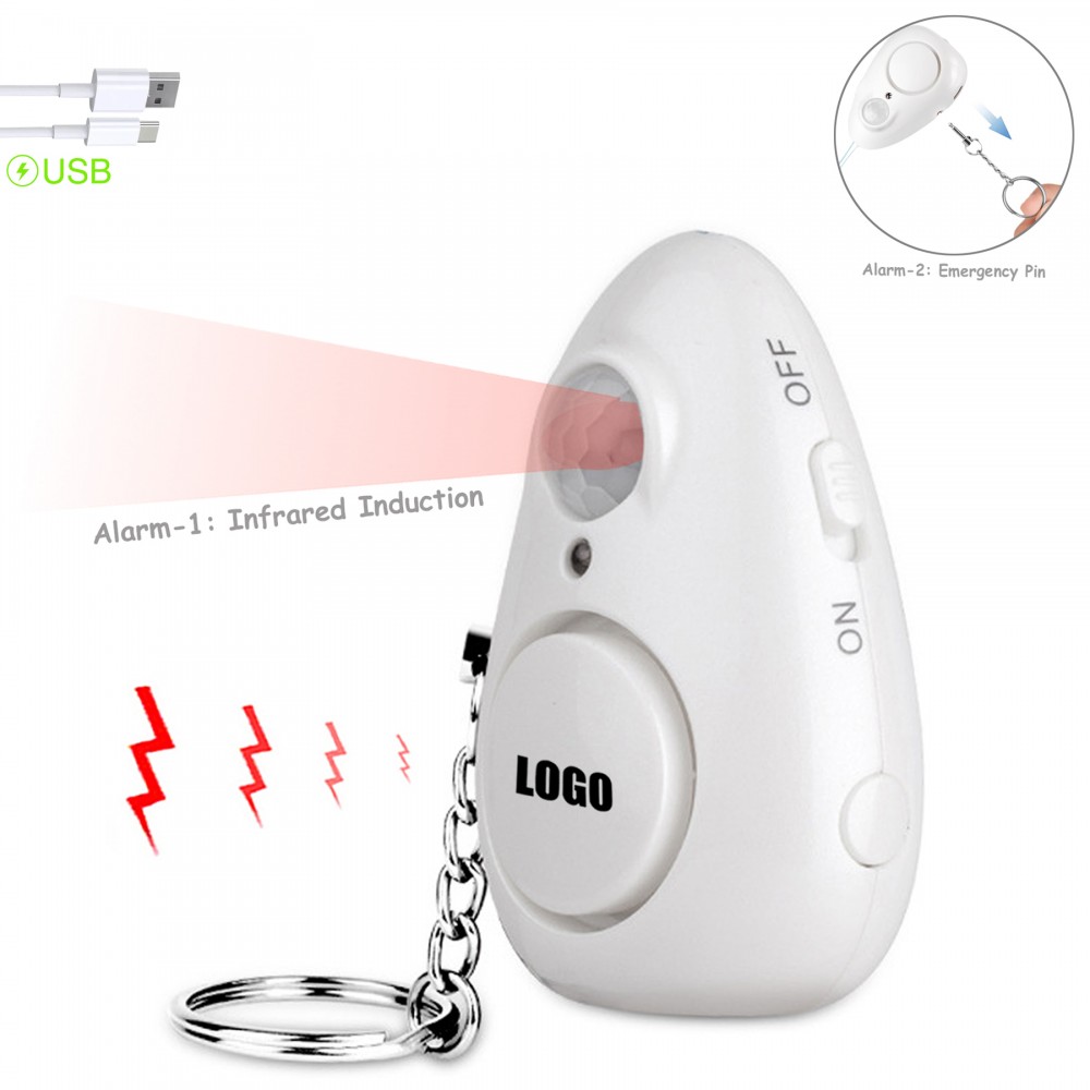 Rechargeable 2 IN 1 Alarm With Flashlight Logo Printed