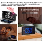 Promotek iBank Projection Alarm Clock, Digital Clock with 180 Rotatable Projector Logo Printed