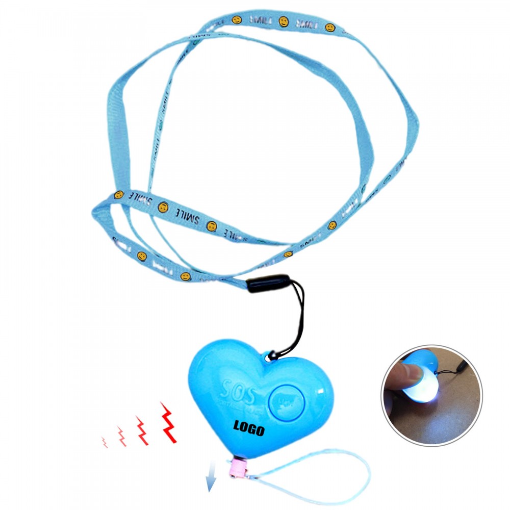Lanyard Heart Safety Alarm Keychain w/LED Light Custom Imprinted