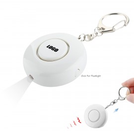Round Safety Alarm Keychain With LED Light And 120DB Panic Sound Custom Imprinted