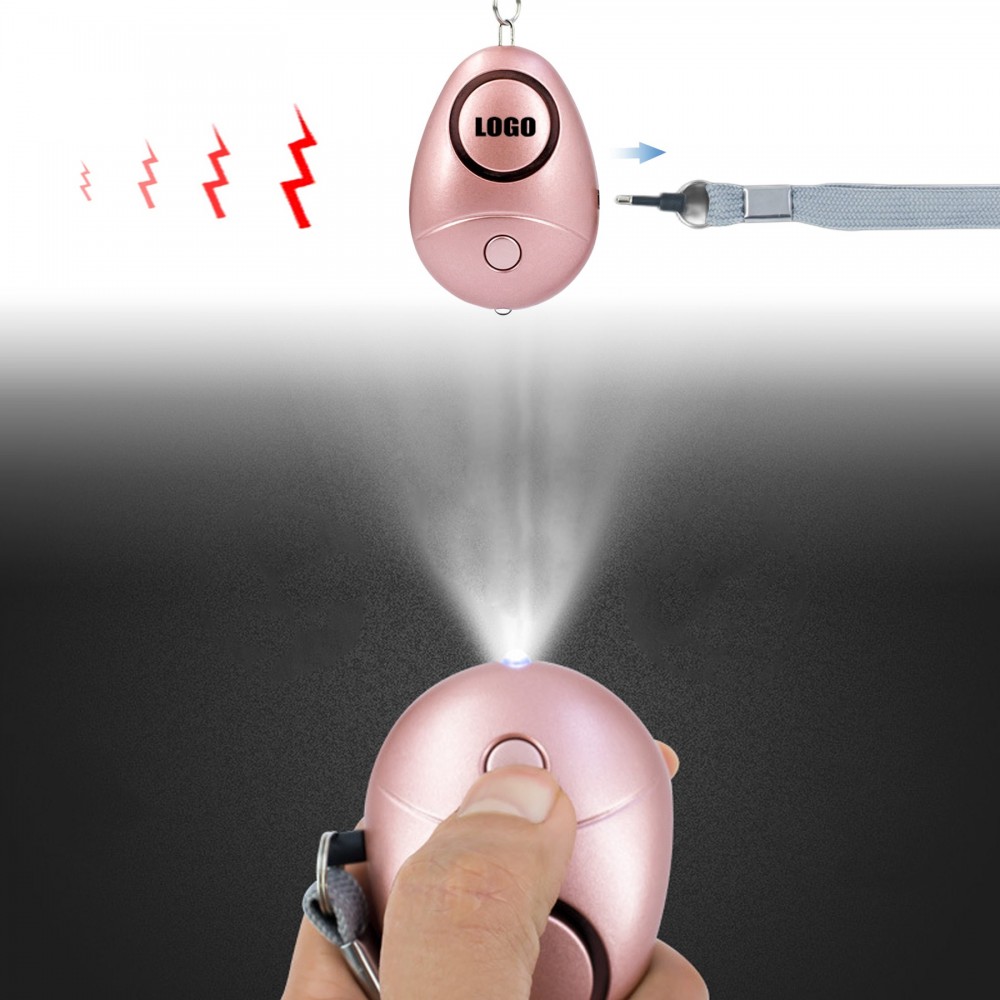 Logo Printed Elegant Safety Alarm Keychain With LED Light And 120DB Panic Sound