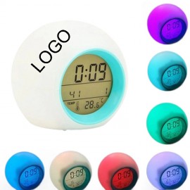 LED Color Changing Round Alarm Clock Custom Imprinted