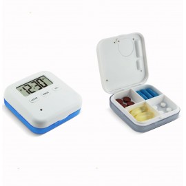 6 Compartment Electronic Alarm Clock Reminder Medicine Storage Pill Case Logo Printed