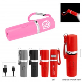 Logo Printed Rechargeable Portable Alarm And Flashlight With Carabiner Attachment  Logo Printed Rechargeable Portable Alarm And Flashlight With Carabiner Attachment