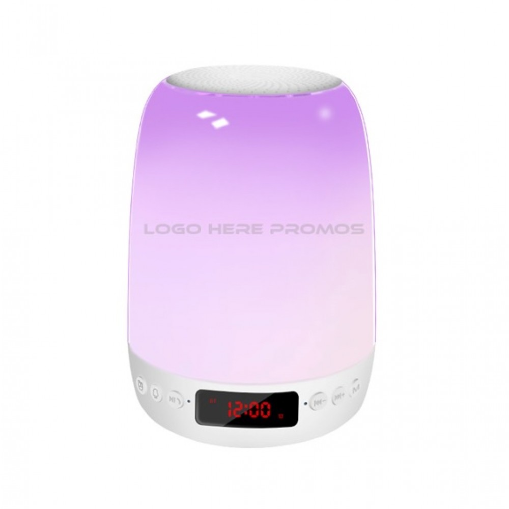 Touching Control Night Light Bluetooth Speaker w/Alarm Clock Custom Imprinted