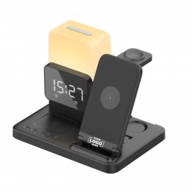 Logo Printed Wireless Charging Station Alarm Clock with Wireless Charger Night Light