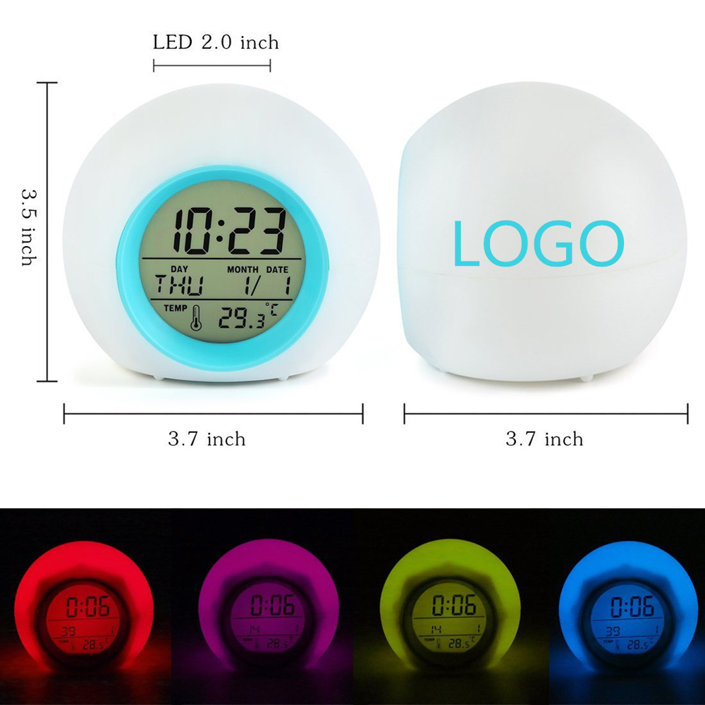 Logo Printed Round Colorful Alarm Clock Spherical Night Light Logo Printed Round Colorful Alarm Clock Spherical Night Light