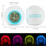 Logo Printed Round Colorful Alarm Clock Spherical Night Light