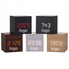 Branded Wooden Digital LED Alarm Clock