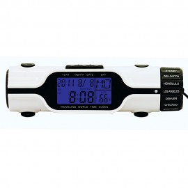 Branded World Time Travel Alarm Clock w/LED Flashlight