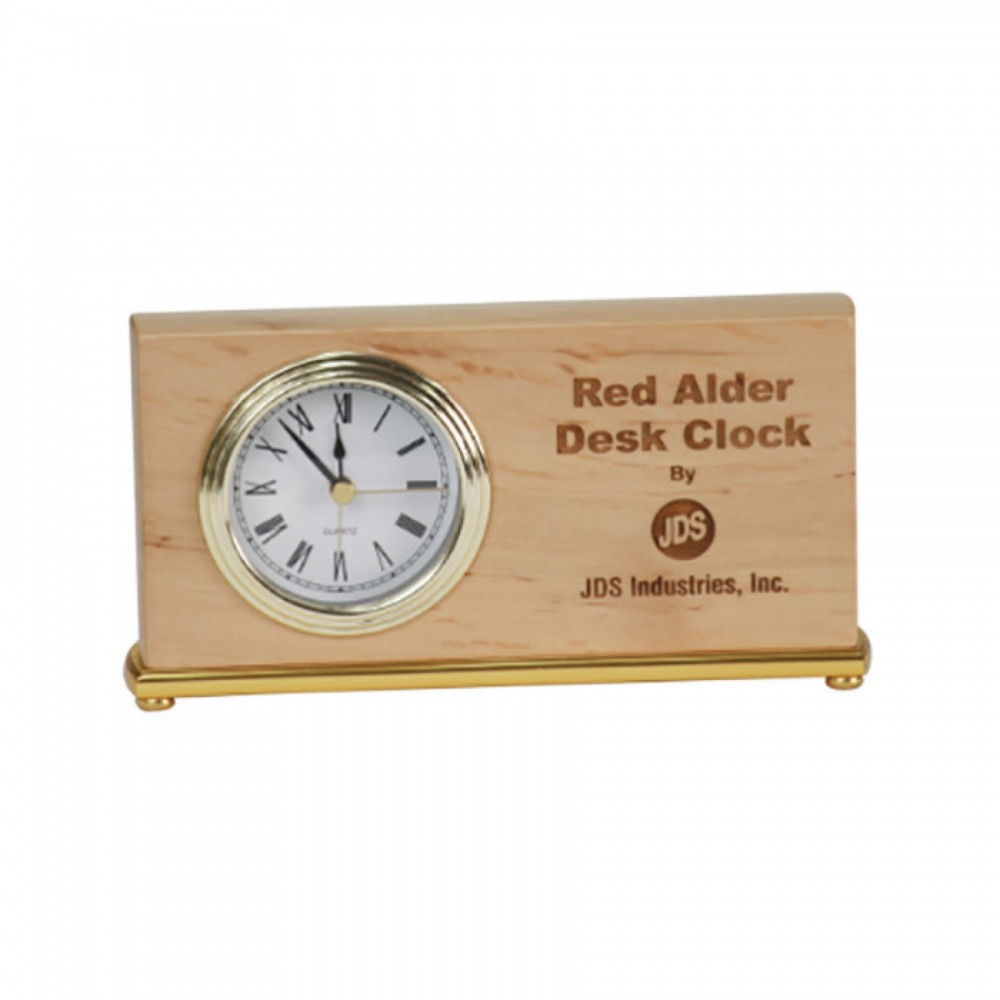 Custom Imprinted 7.5" x 4" Red Alder Horizontal Desk Clock Custom Imprinted 7.5" x 4" Red Alder Horizontal Desk Clock