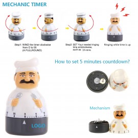 Branded Chef Figure Mechanical Countdown Clock Timer Alarm  Branded Chef Figure Mechanical Countdown Clock Timer Alarm
