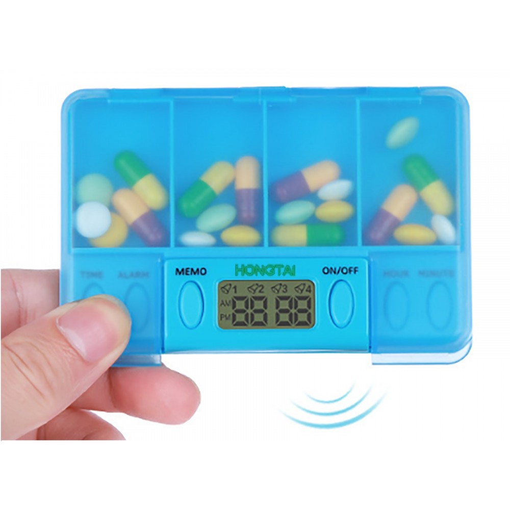 Branded Four Grid Digital Pill Box w/Timer Alarm Branded Four Grid Digital Pill Box w/Timer Alarm