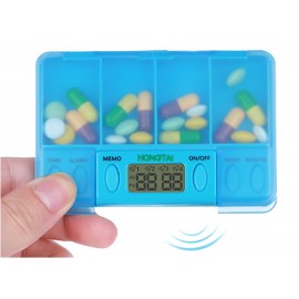 Branded Four Grid Digital Pill Box w/Timer Alarm