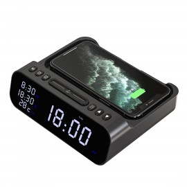 Custom Imprinted Wireless Charging Station With Digital Alarm Clock